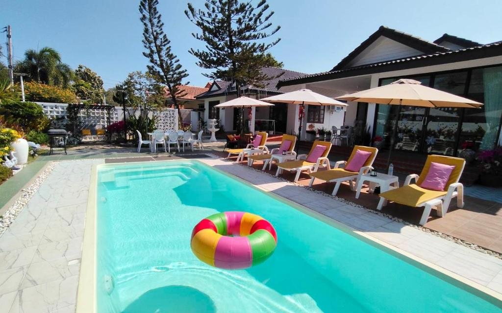 Your private pool and sun loungers at Celine Pool Villa